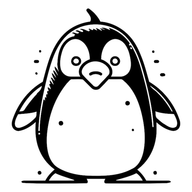 Cute cartoon penguin vector illustration isolated on white background