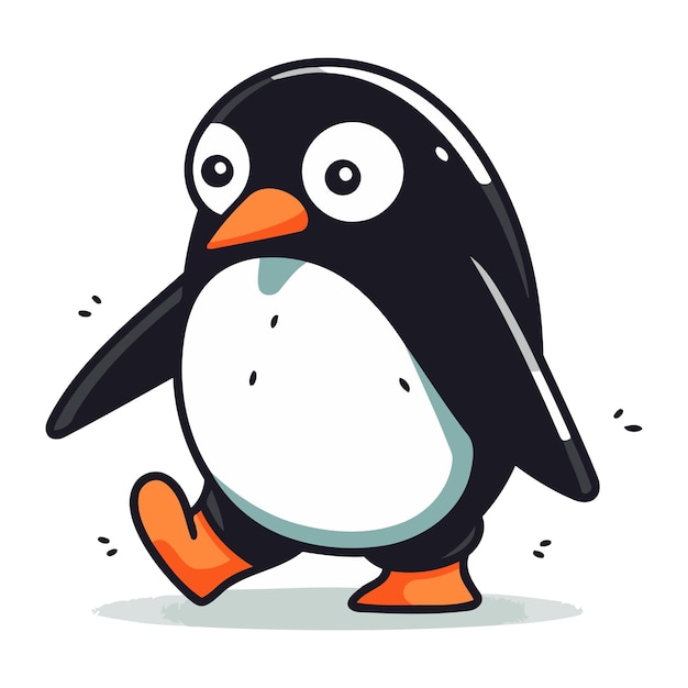 Cute cartoon penguin Vector illustration isolated on white background