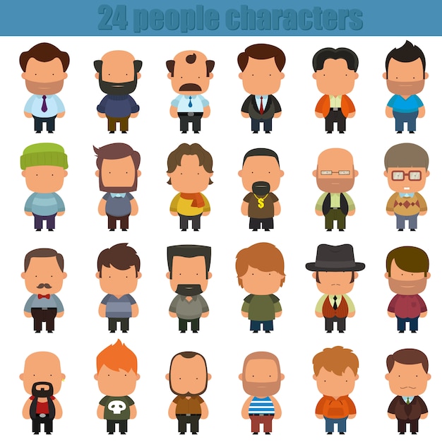 Vector cute cartoon people characters