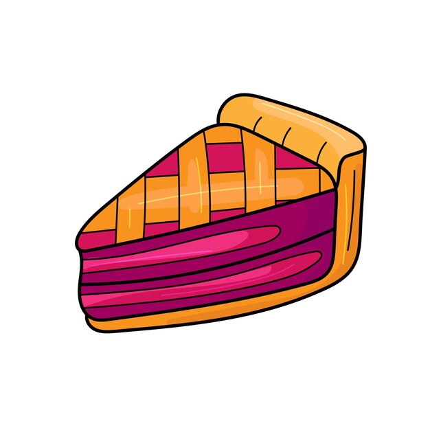 Vector cute cartoon pie cherry or bleuberry pie drawing cartoon image piece of pie