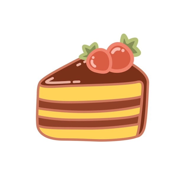 딸기와 케이크의 귀여운 만화 조각