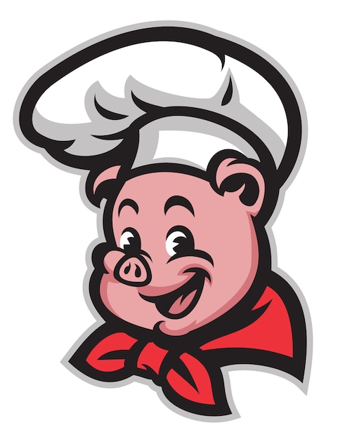 Vector cute cartoon pig chef