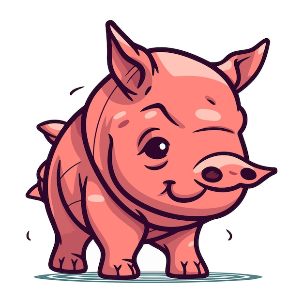 귀여운 만화 돼지  ⁇ 색 바탕에 고립된  ⁇ 터 일러스트레이션