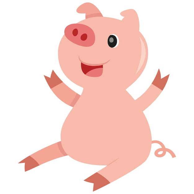 Vector cute cartoon pig