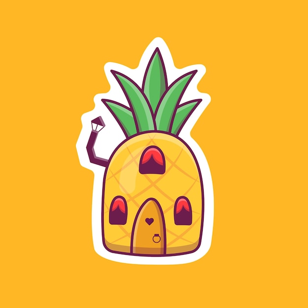 Vector cute cartoon pineapple house in vector illustration isolated human vector flat cartoon style