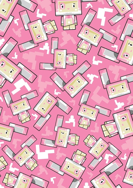 귀여운 만화 핑크 토끼 토끼 캐릭터 패턴