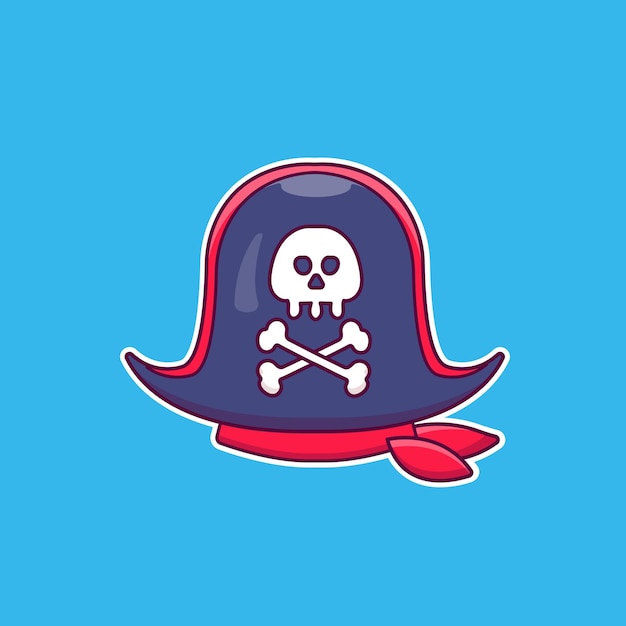 Cute cartoon pirate hat in vector illustration. Isolated object vector. Flat cartoon style