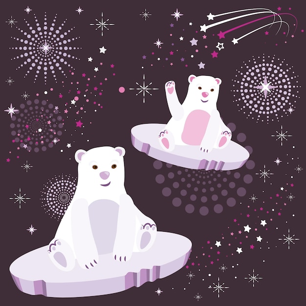 Cute cartoon polar bear Space Vector illustration