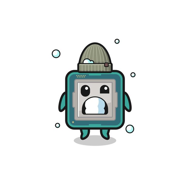 Cute cartoon processor with shivering expression  cute design