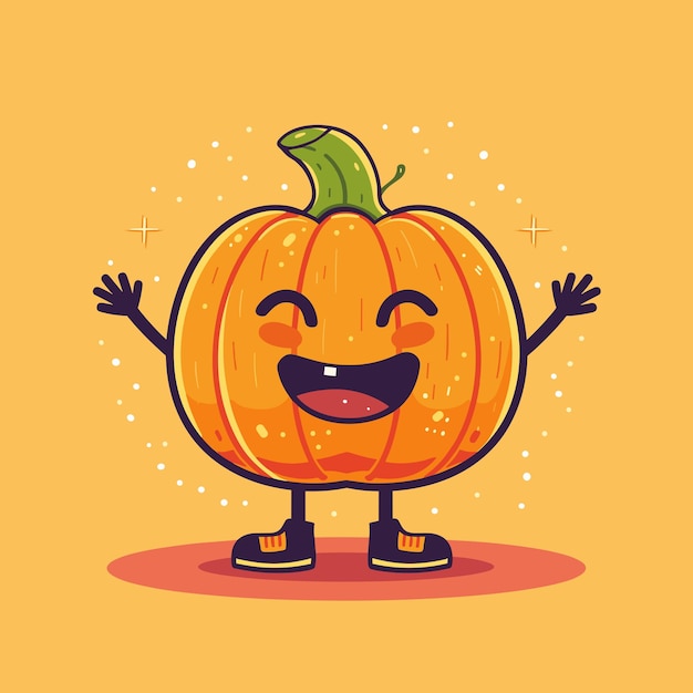 Вектор cute cartoon pumpkin mascot vector illustration