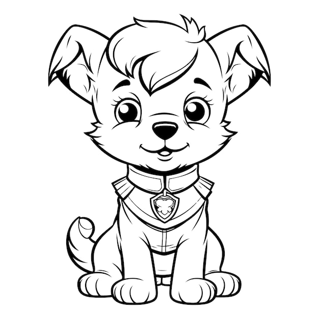 Cute cartoon puppy for coloring book or page