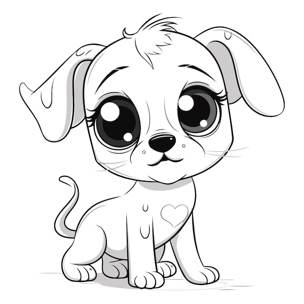 Vector cute cartoon puppy isolated on a white background