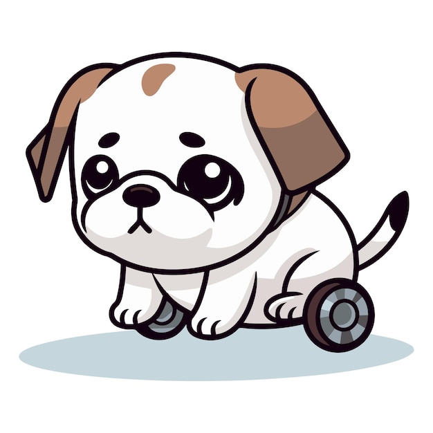 Vector cute cartoon puppy sitting on a scooter