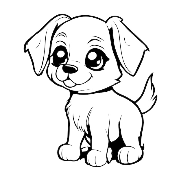 Vettore cucciolo simpatico cartone animato su sfondo bianco illustrazione vettoriale per il tuo design