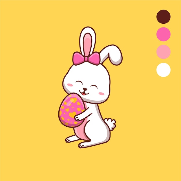 Cute cartoon rabbit with egg vector illustration animal isolated vector flat cartoon style