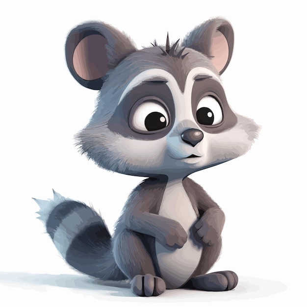 Cute cartoon raccoon on white background