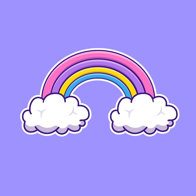 ベクトル ベクトルイラストの雲とかわいい漫画の虹孤立したオブジェクトベクトルフラット漫画スタイル