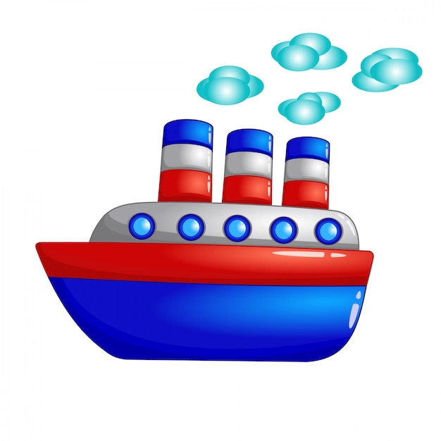 Cute cartoon red-blue ship