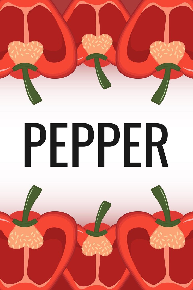 Vector cute cartoon red pepper frame vegetable pepper border