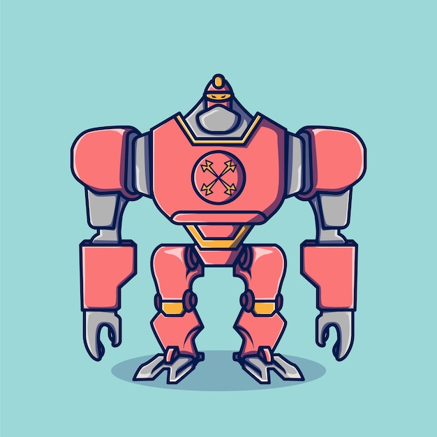 Vector cute cartoon red robot free vector