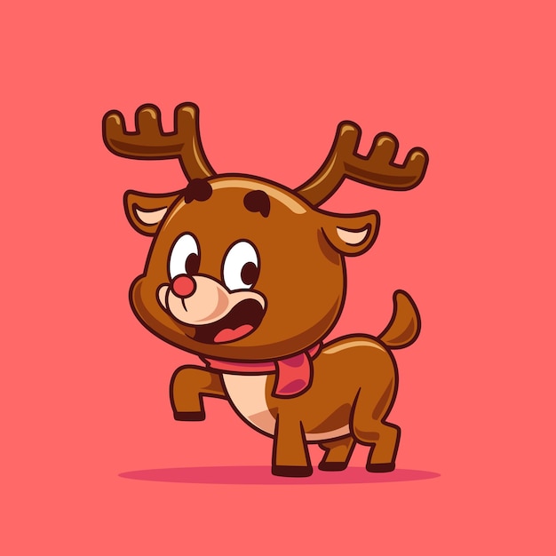 Cute cartoon reindeer happy expression