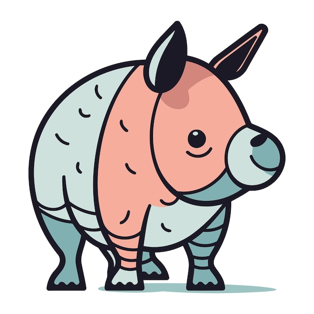 Милый рисунковый носорог Векторная иллюстрация смешного носорога