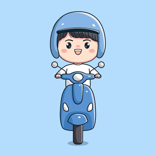 милый мультфильм на мотоцикле и в шлеме