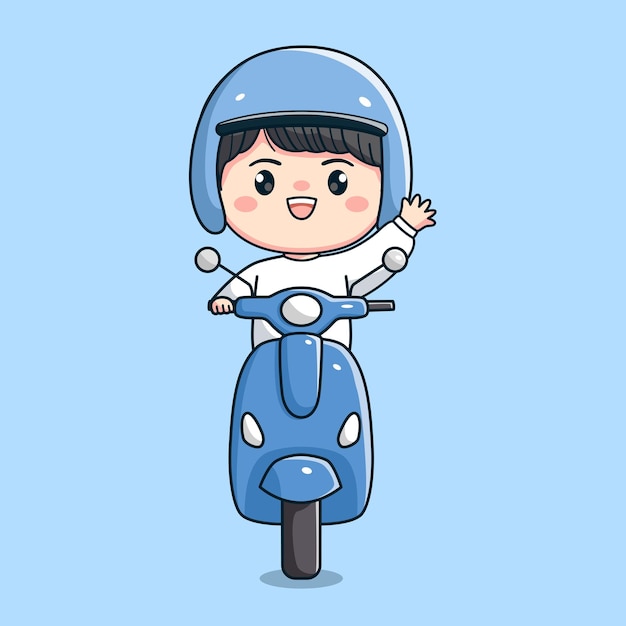 милый мультфильм на мотоцикле и в шлеме