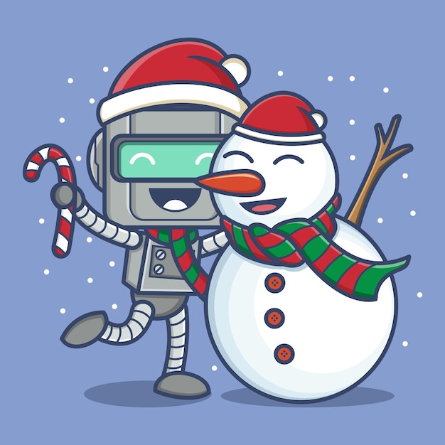 cute cartoon robot on christmas