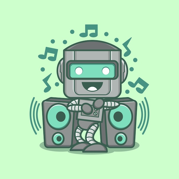 cute cartoon robot dancing with music