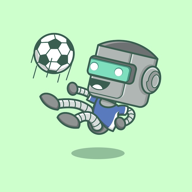 サッカーをするかわいい漫画ロボット