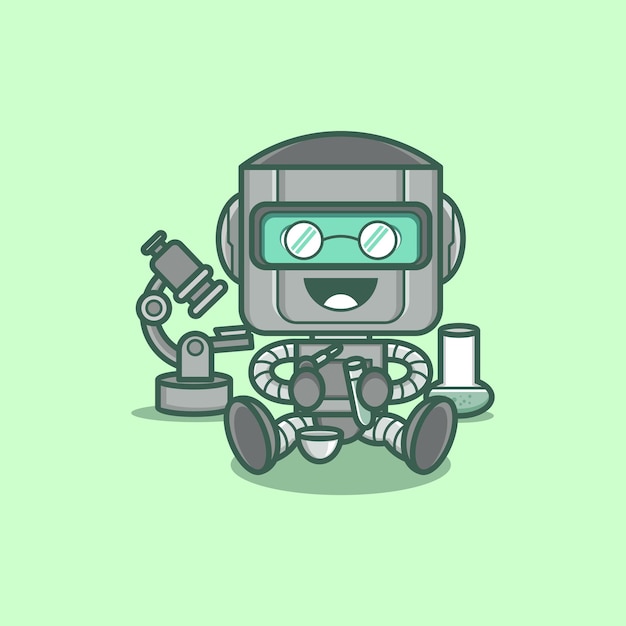 cute cartoon robot research scientist