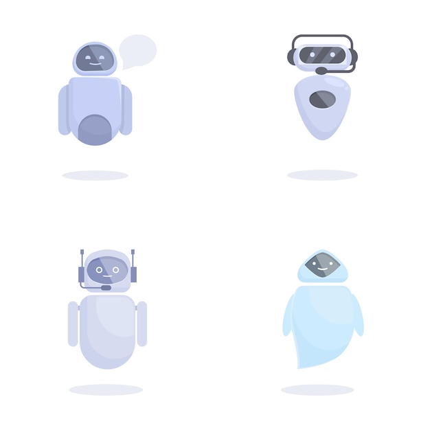 Cute cartoon robot set illustration
