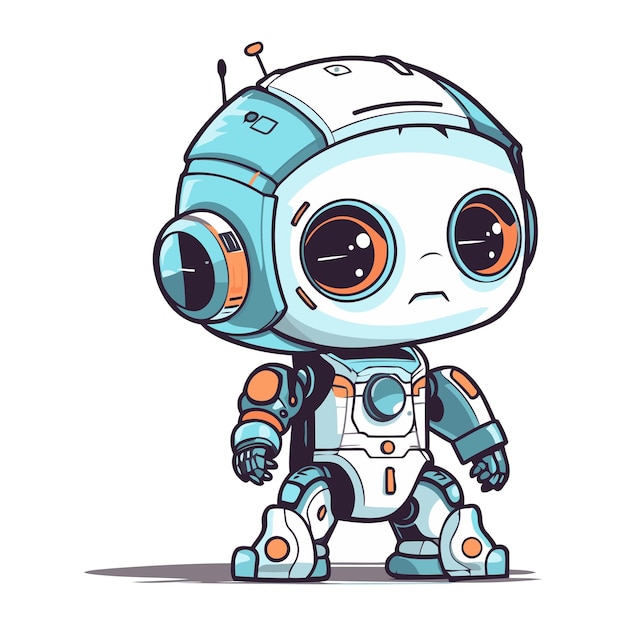 Cute cartoon robot vector illustration isolated on a white background