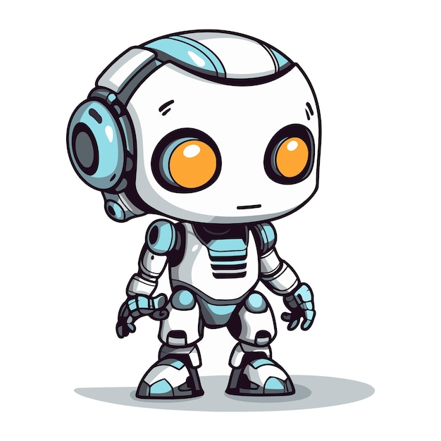 Милый мультипликационный робот Векторная иллюстрация, изолированная на белом фоне
