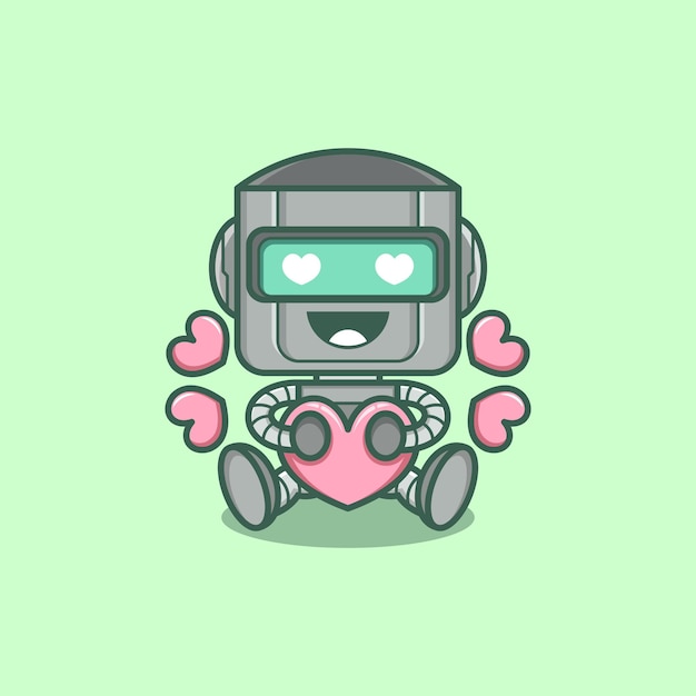 cute cartoon robot with love