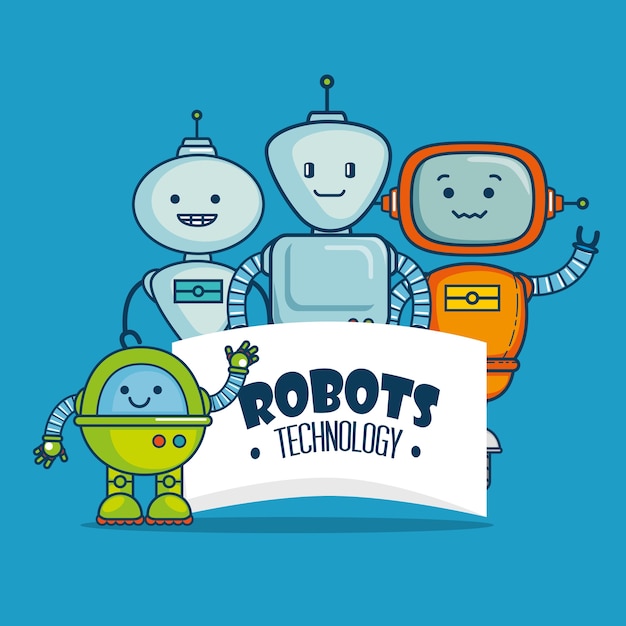 Cute cartoon robots technology