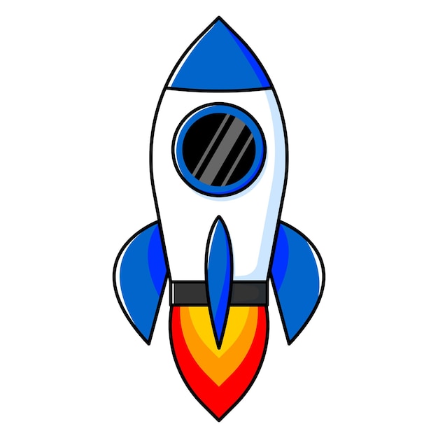 Cute cartoon rocket illustration vector color image