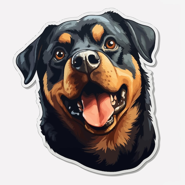 Vector cute cartoon rottweiler sticker