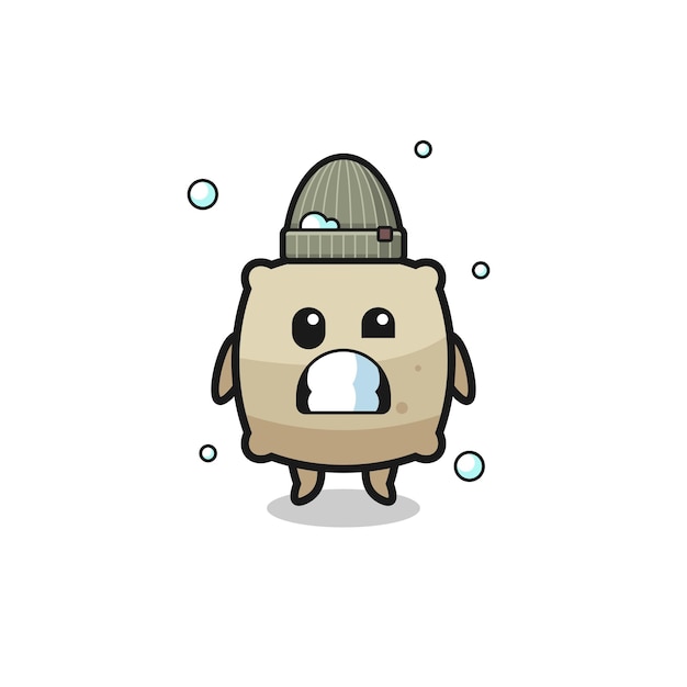 Cute cartoon sack with shivering expression , cute design