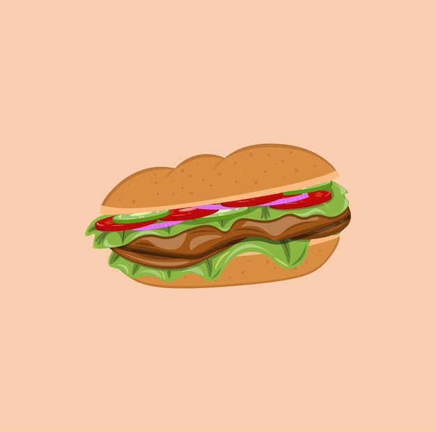 Vector cute cartoon sandwich illustration with cute characters in vector form