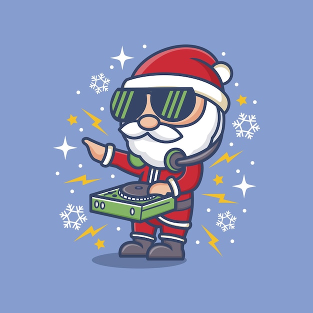 cute cartoon santa claus dj