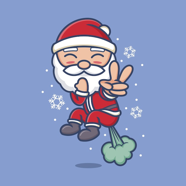 Cute cartoon santa claus fart