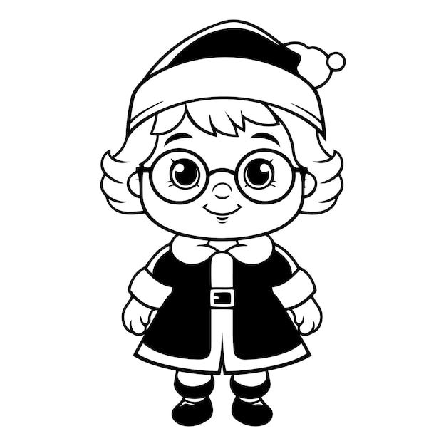 Vector cute cartoon santa claus on white background