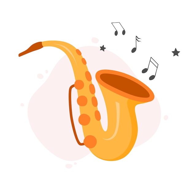 cute cartoon Saxophone Musical instrument hand drawn style