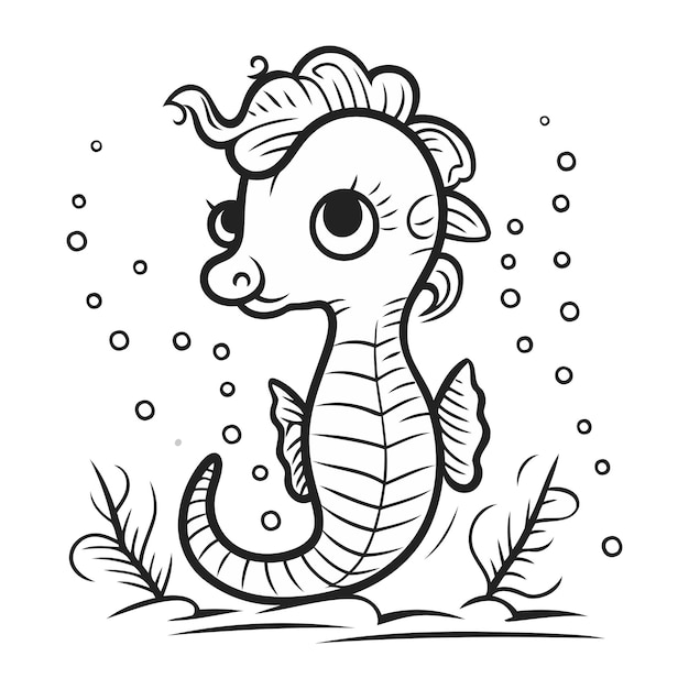 Cute cartoon seahorse Coloring book for children