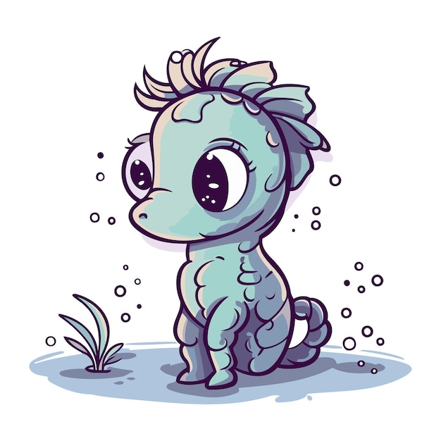 Vector cute cartoon seahorse vector illustration of a cute seahorse