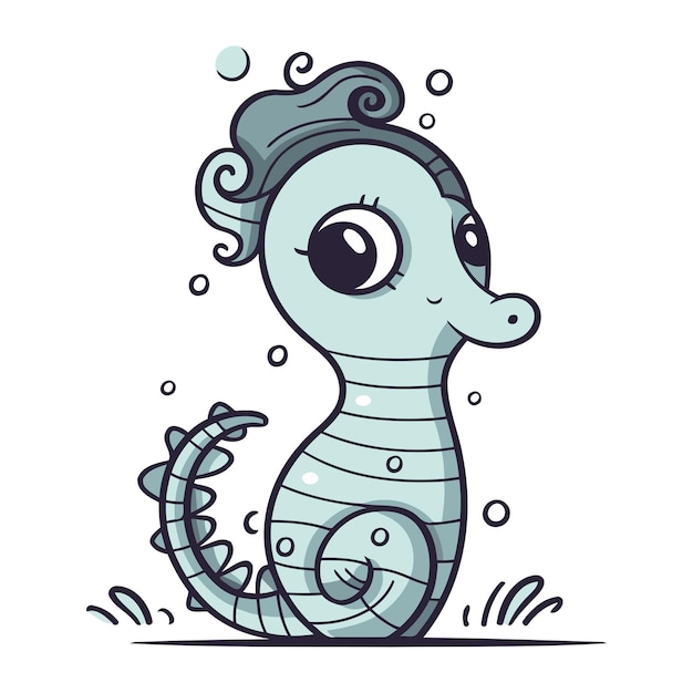 Cute cartoon seahorse Vector illustration for your design
