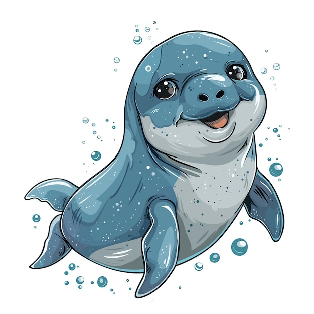 Cute cartoon seal Sea animal Vector illustration isolated on white background