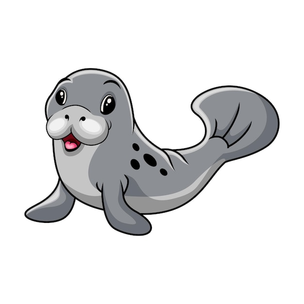 Vector a cute cartoon seal swimming